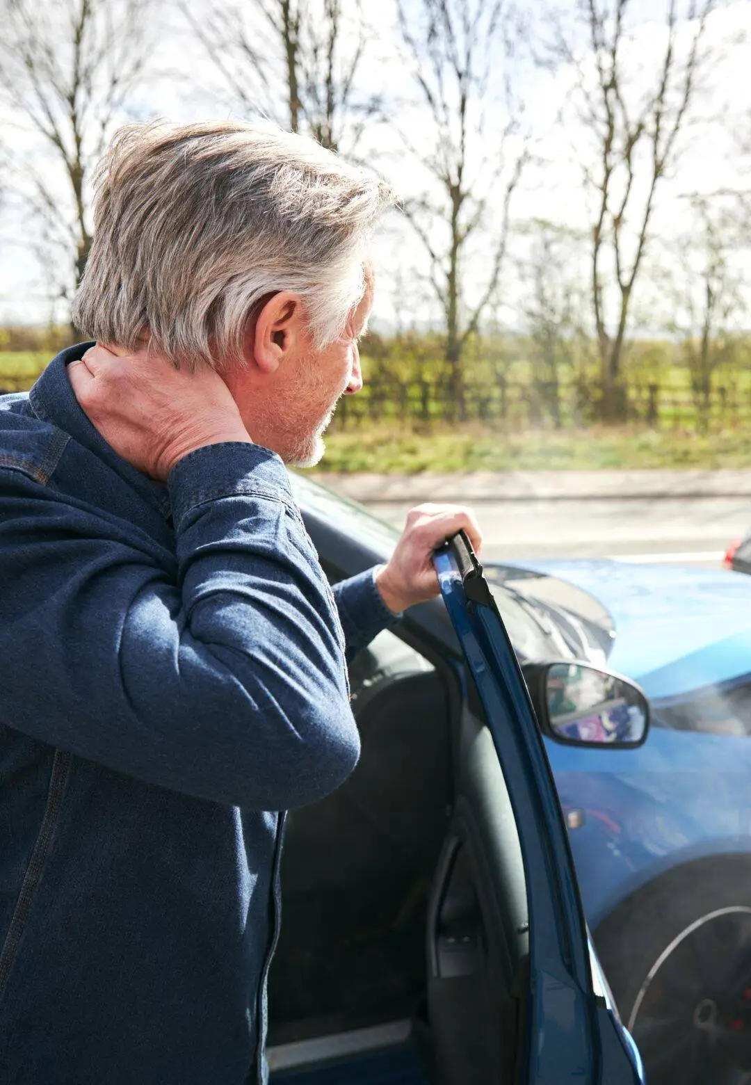 Man with neck pain after car accident